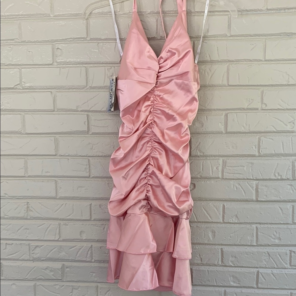 Elegant Vintage Jessica McClintock Pink Ruched Dress
